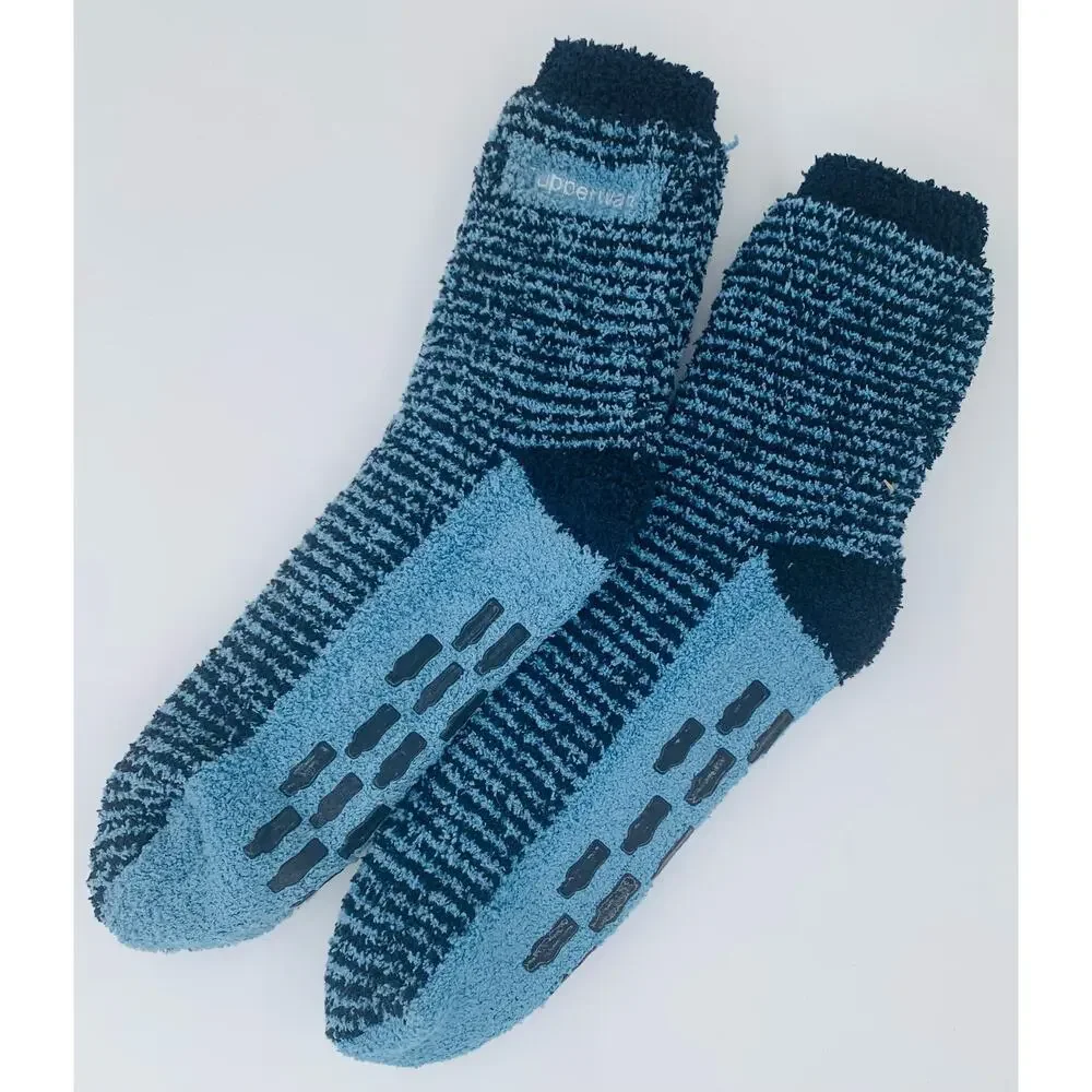 Fleece Socks Large Tupperware Non Slip Water Bottles Blue Light Dark Lined Warm